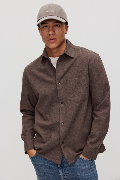 Morgan flannel shirt TAUPE MELANGE